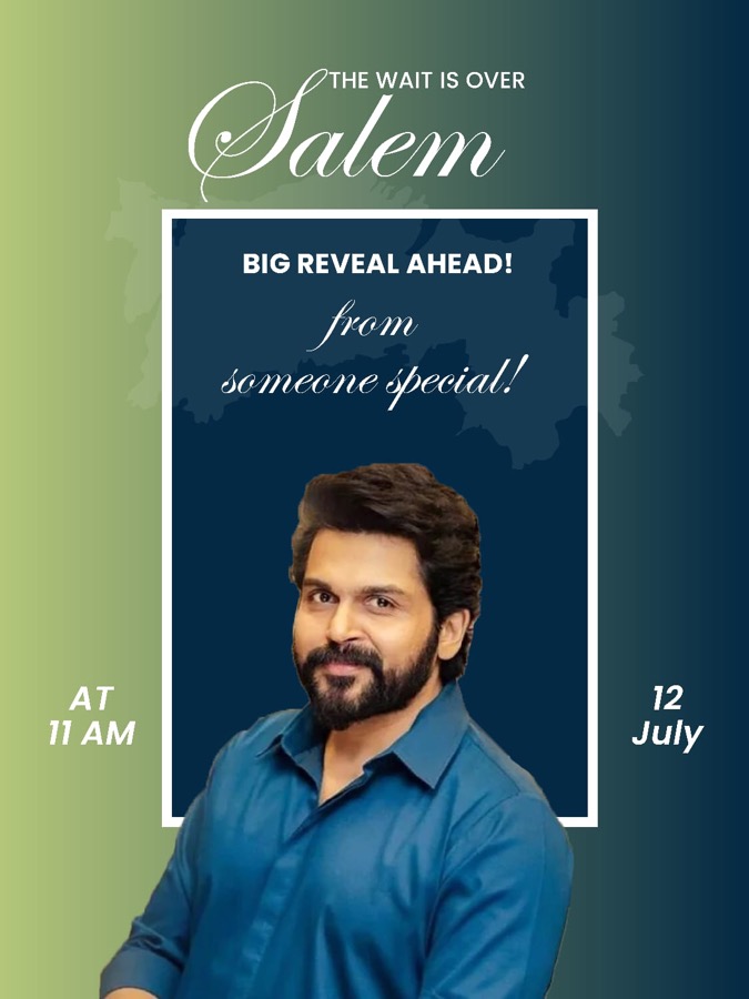 Actor Karthi — announcement poster for the Salem Super Smashers logo reveal
