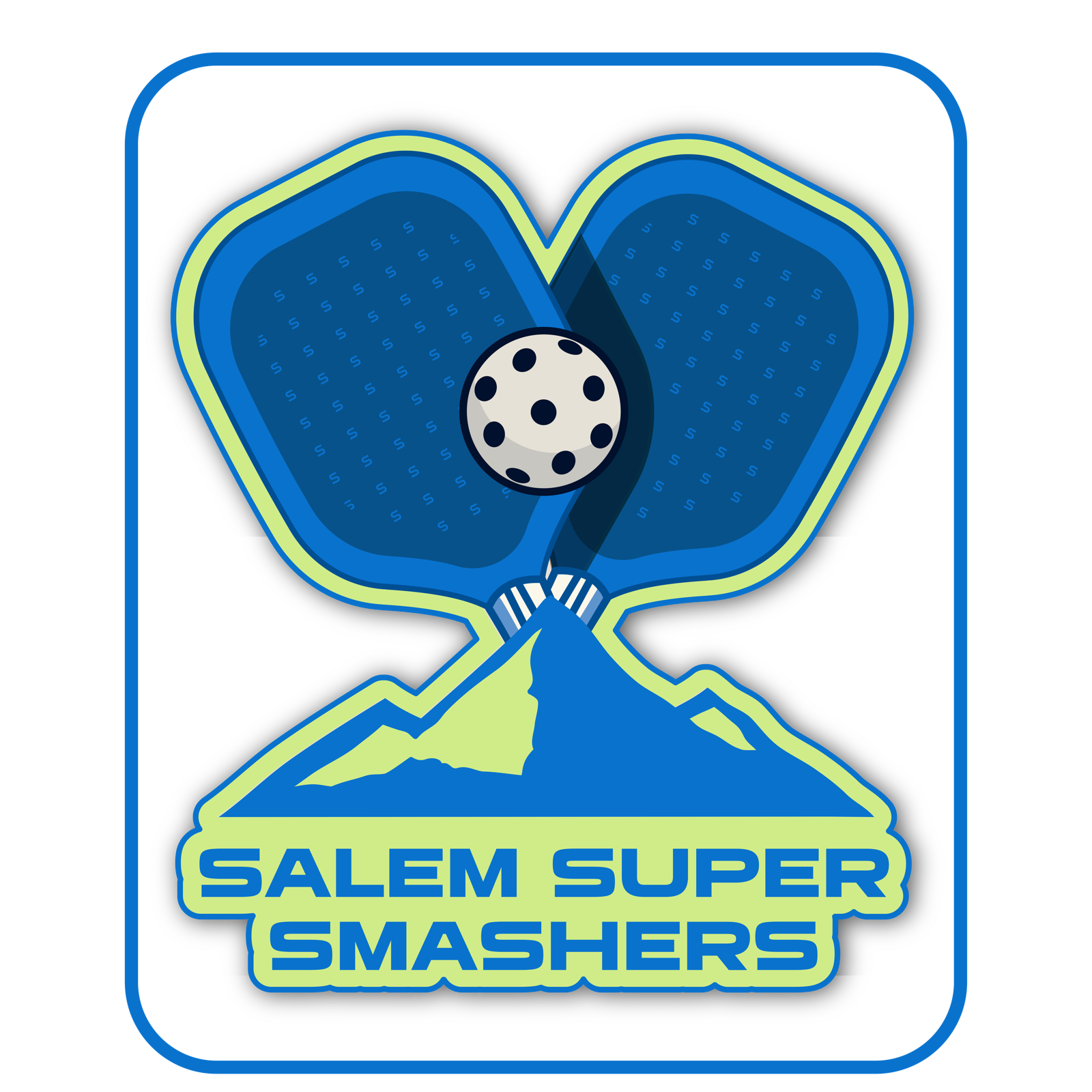 Salem Super Smashers official logo — crossed pickleball paddles over the hills of Salem
